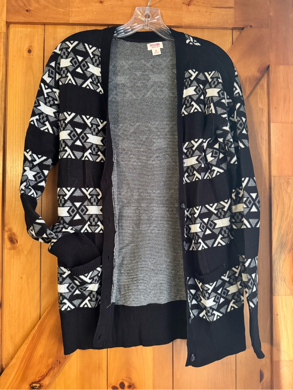 Mossimo Supply Co. Black and White Patterned Open Cardigan